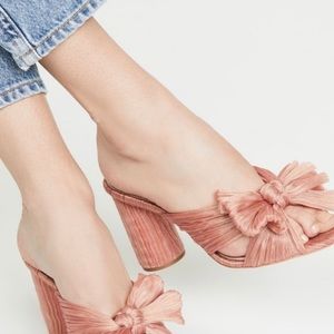 LOEFFLER RANDALL Penny Bermuda Pink Pleated Knot Bow Sandals Size 7.5